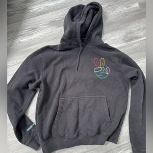 Adidas Black Hoodie with Peace Sign Graphic